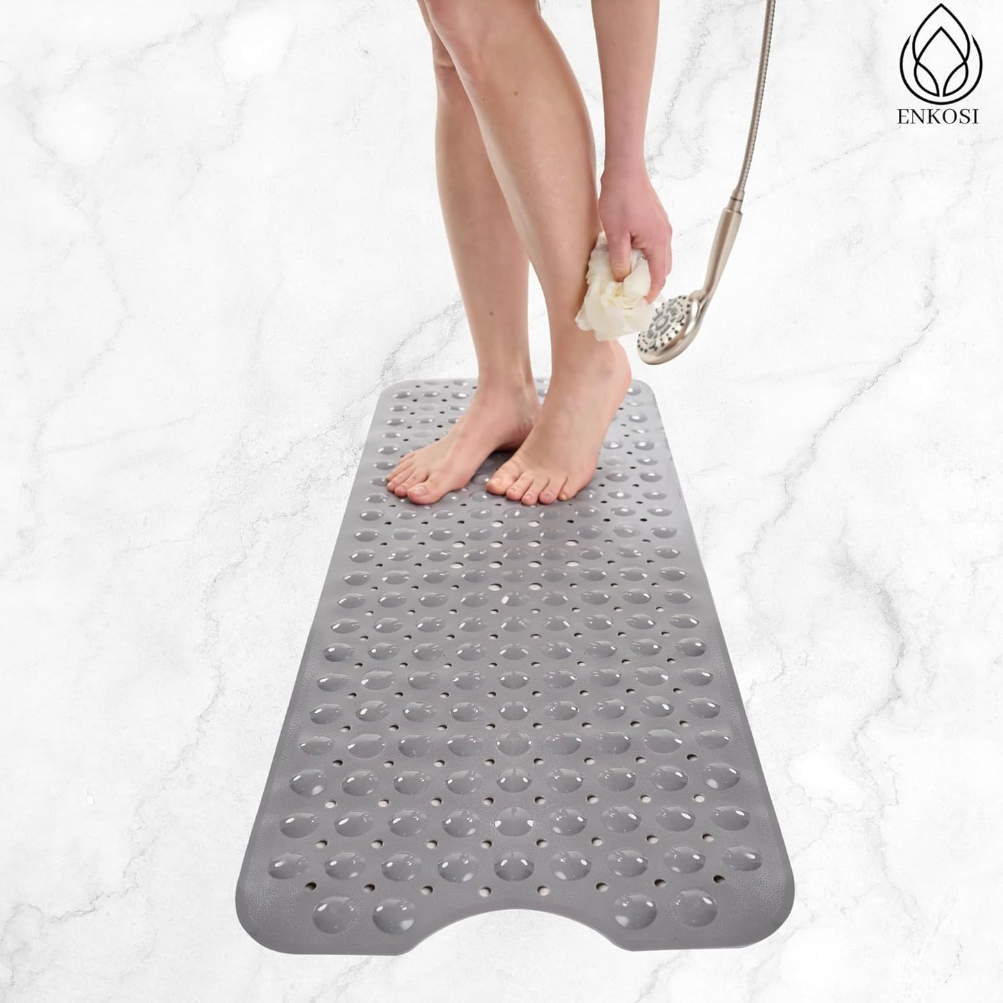 Large Non Slip Bathtub & Shower Mat - Extra Long 40 X 16 Inch, anti Slip Bathmats for Bathroom Tub (40X16 Grey 1-Pack)