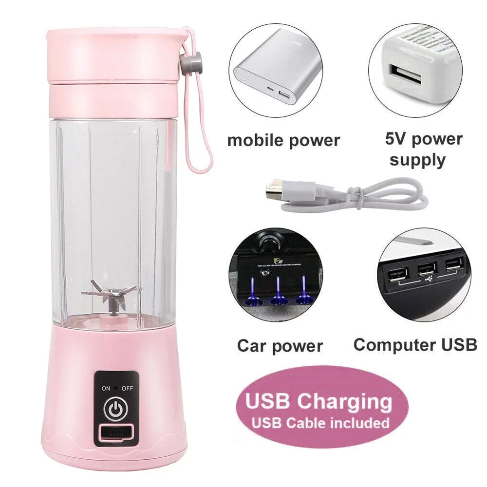 380Ml Electric Juicer Bottle, Fruit Vegetable Blender, Portable Smoothie Maker Mixer Bottle, Rechargeable Blender Bottle, Light Blue