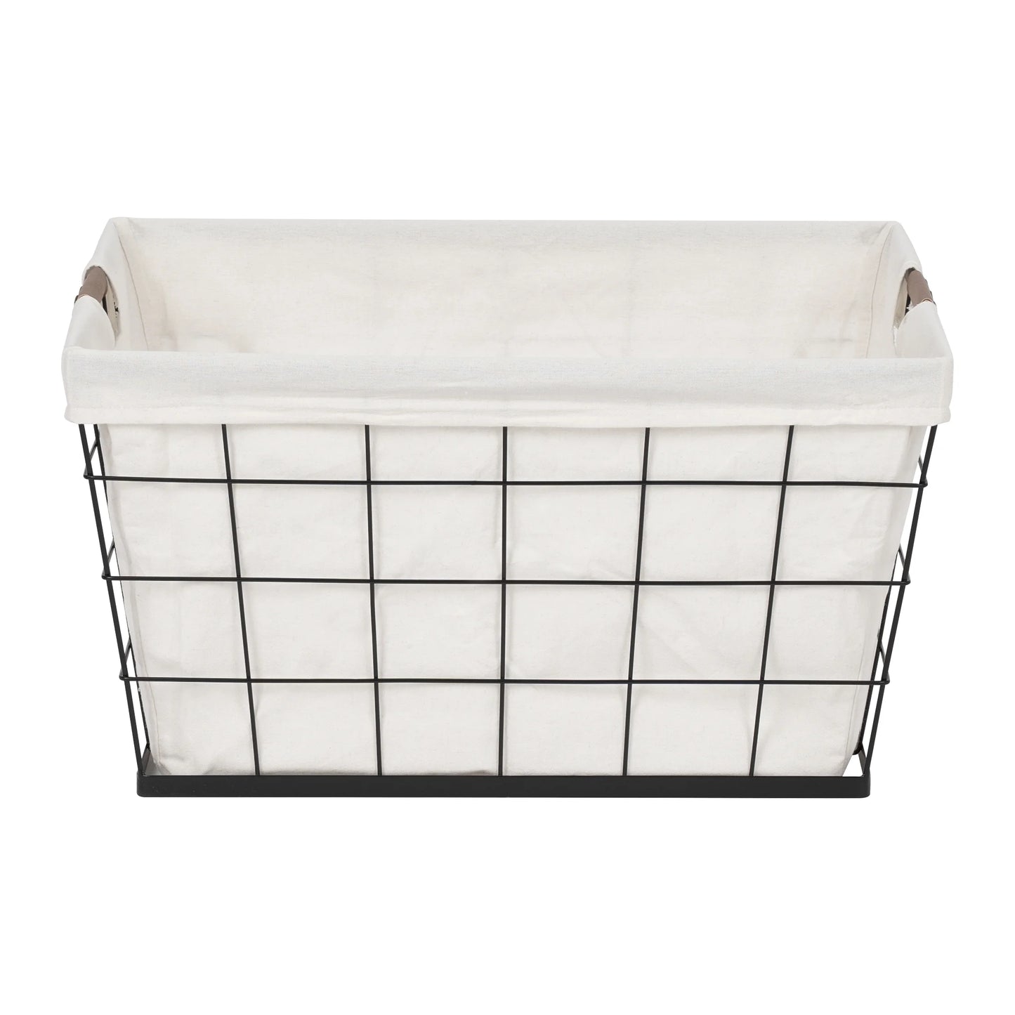 (2 Pack)  60L Rectangular Steel Laundry Basket, Black & Natural, Adult