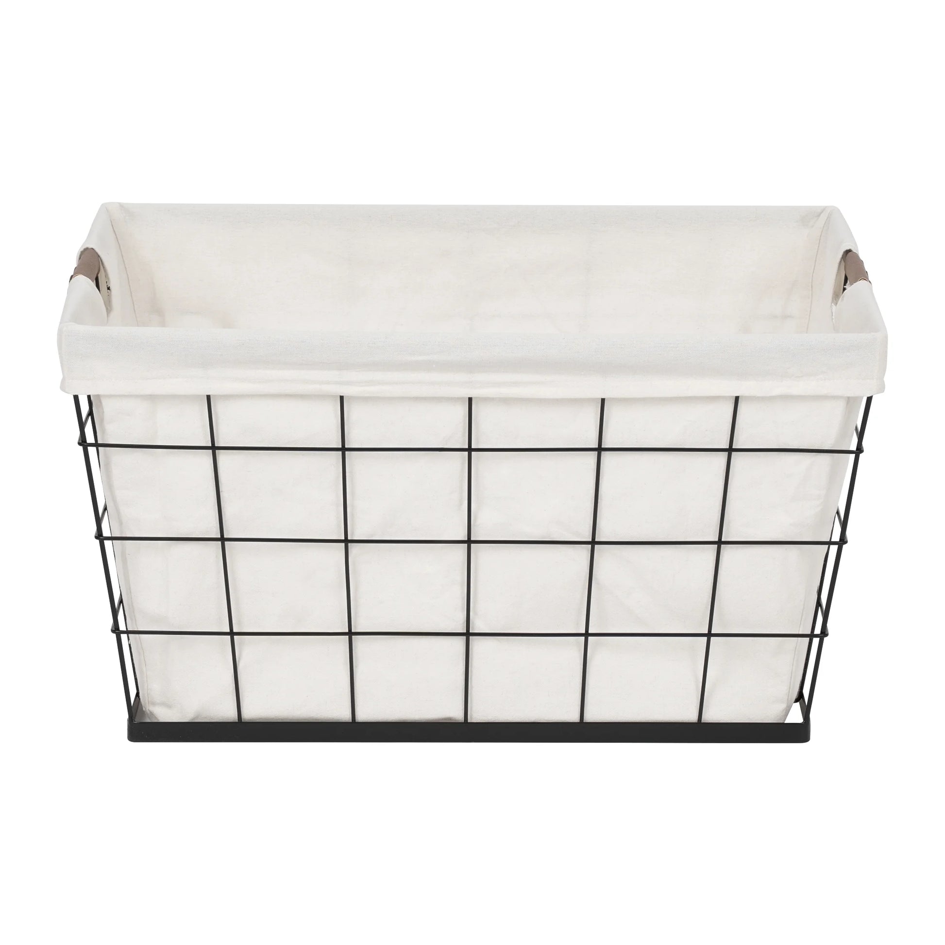 (2 Pack)  60L Rectangular Steel Laundry Basket, Black & Natural, Adult