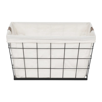 (2 Pack)  60L Rectangular Steel Laundry Basket, Black & Natural, Adult