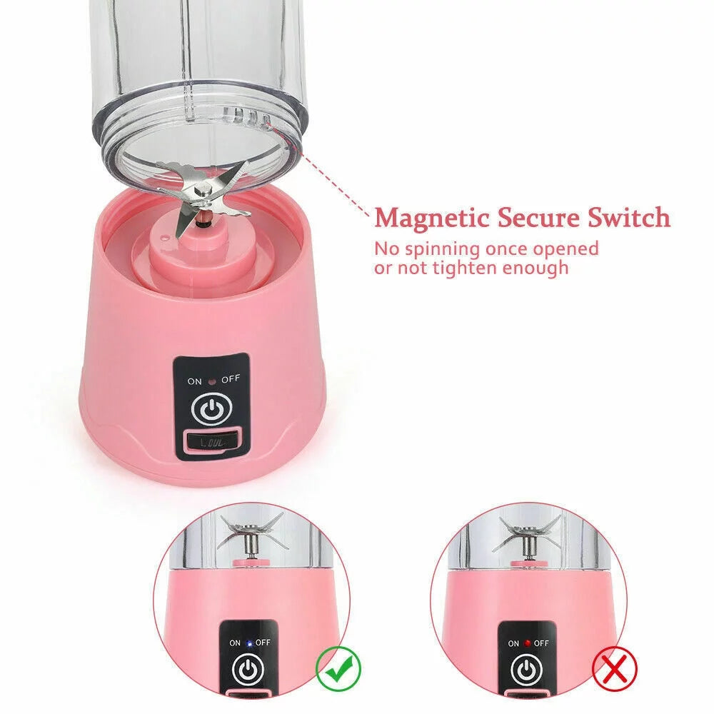 380Ml Electric Juicer Bottle, Fruit Vegetable Blender, Portable Smoothie Maker Mixer Bottle, Rechargeable Blender Bottle, Light Blue