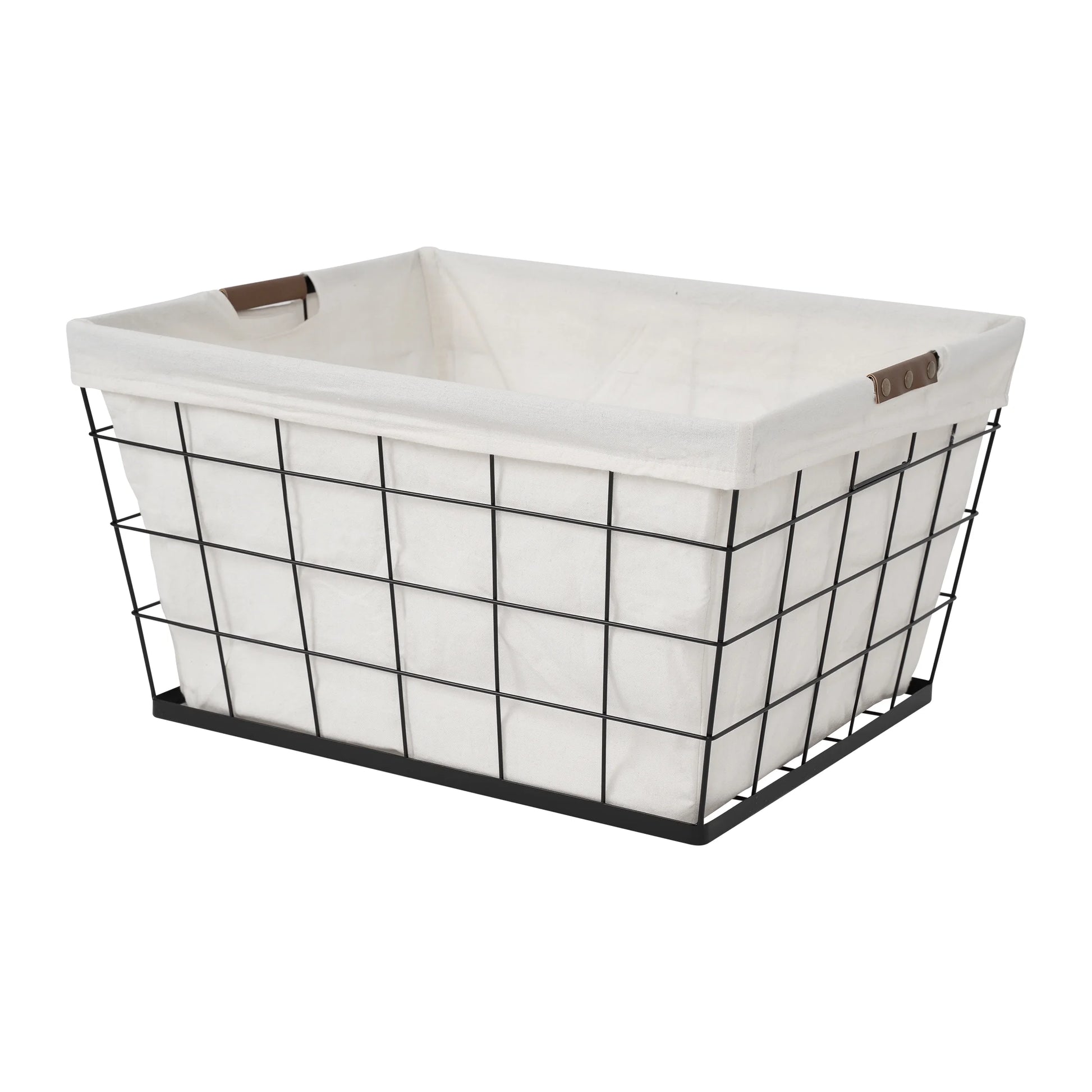 (2 Pack)  60L Rectangular Steel Laundry Basket, Black & Natural, Adult
