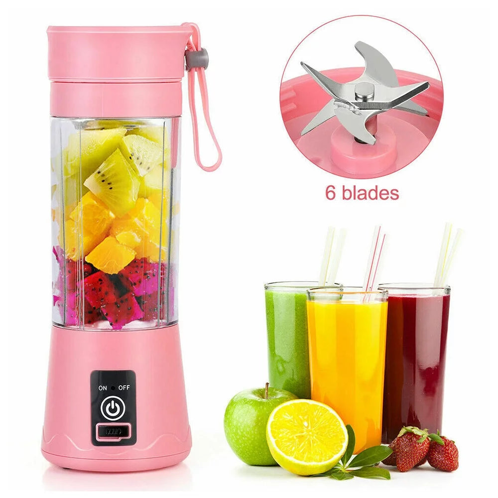 380Ml Electric Juicer Bottle, Fruit Vegetable Blender, Portable Smoothie Maker Mixer Bottle, Rechargeable Blender Bottle, Light Blue